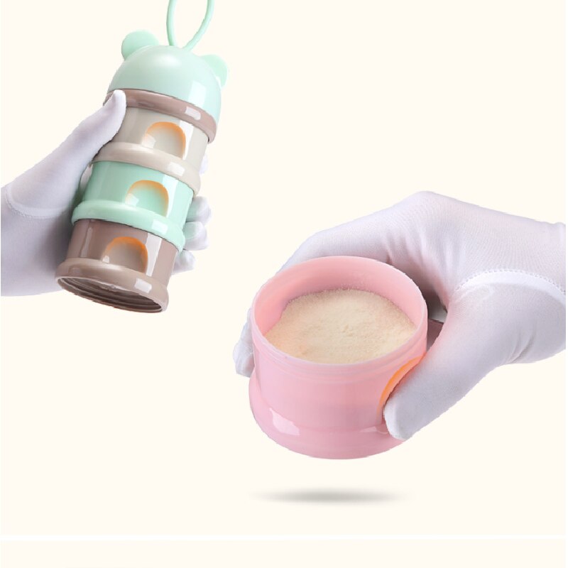 3 layers Bear Style Portable Baby Food Storage Box Essential Cereal Cartoon Infant Milk Powder Box Toddle Snacks Container