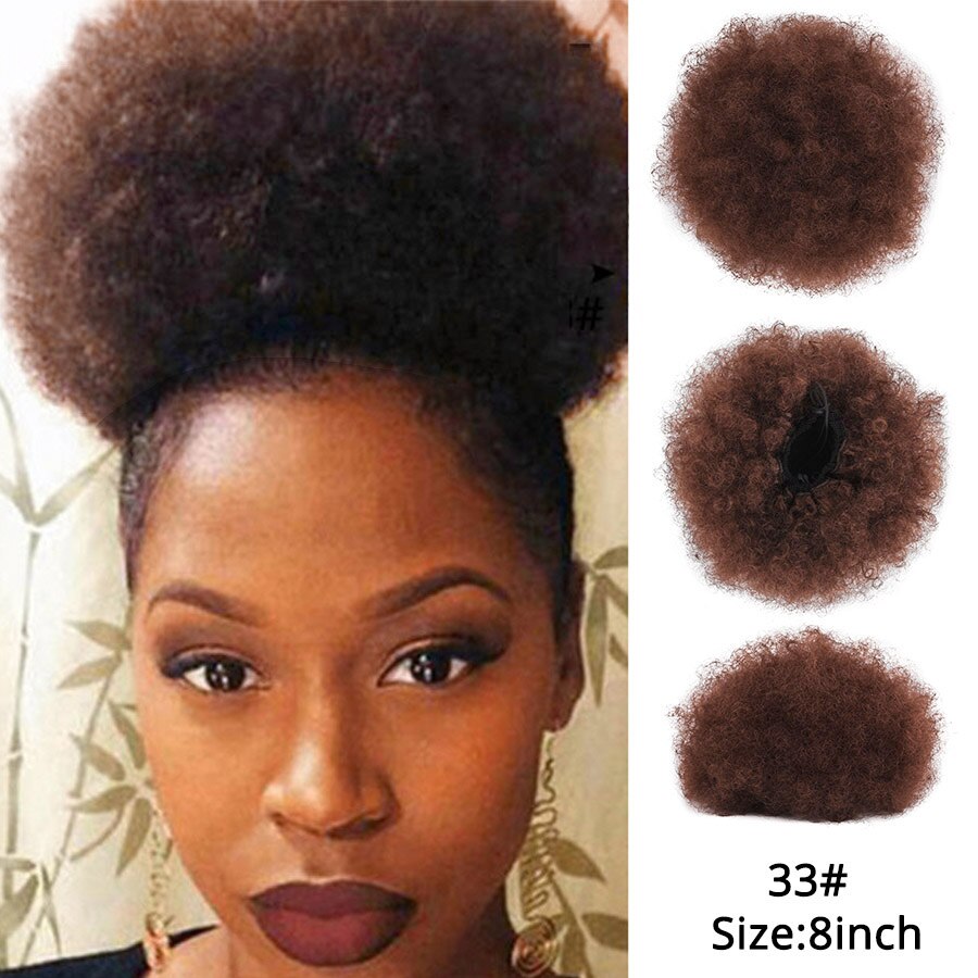 Alileader coc scurt de păr puf afro super-sintetic 8 inch șnur scurt coadă de cal clemă extensie de păr coci de păr crepus: 33