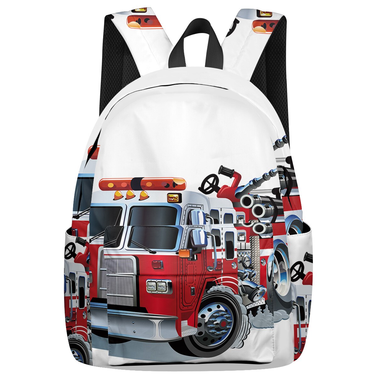 Cartoon Fire Truck Backpack College Students Laptop Backpack Book Bag Casual School Bag