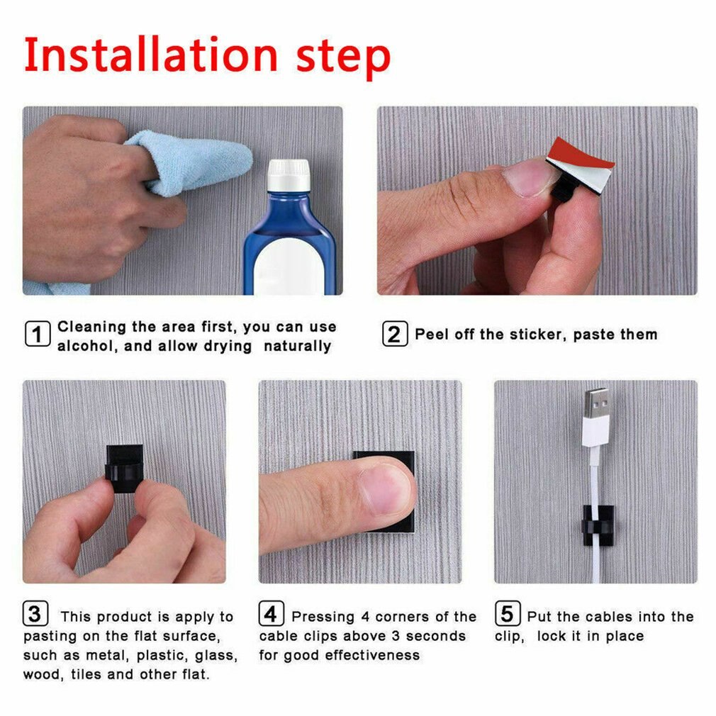20pcs Self Adhesive Cable Clamp Securing Clip Wire Arranging Device For Car Dash Cam Clip Holder Recorder Wiring Fixing Seat