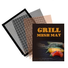 Non Stick Teflon BBQ Grill Mat Outdoor Hoge Beveiliging Grid Vorm Barbecue Grill Mat Hittebestendige Schoongemaakt BBQ Accessoires