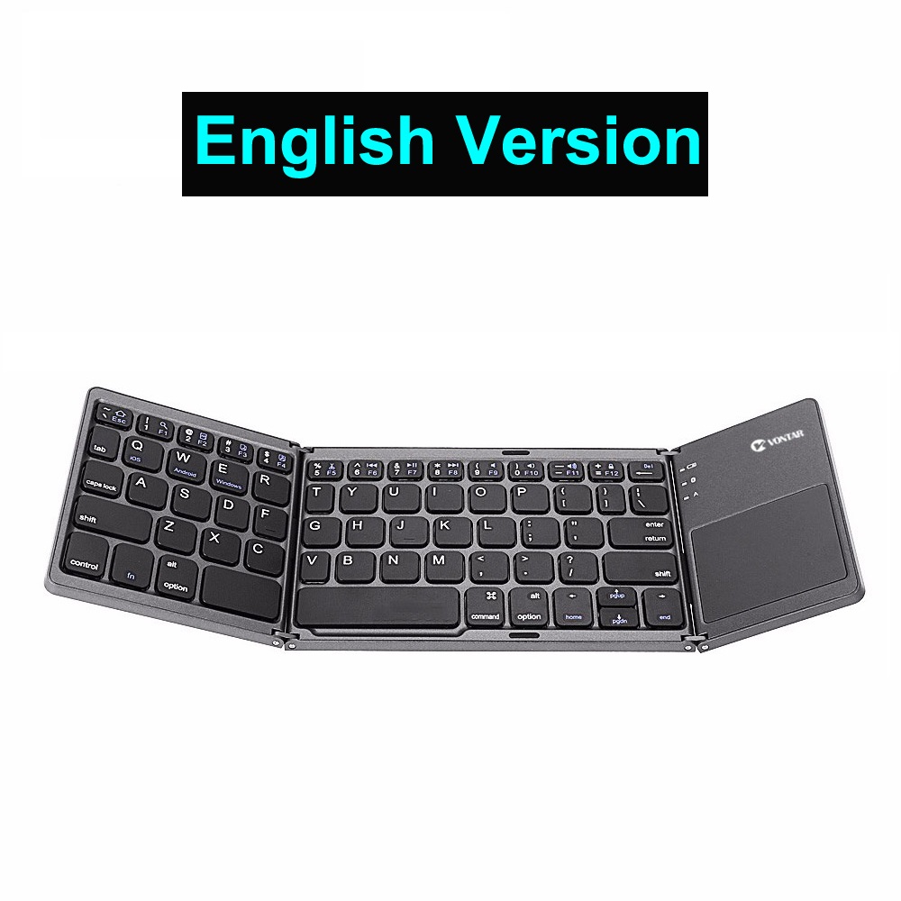Folding Bluetooth Keyboard Wireless Klavye English/Russian/Spanish/Arabic/Hebrew/Portugues for IOS/Android/Windows ipad Tablet: Gold