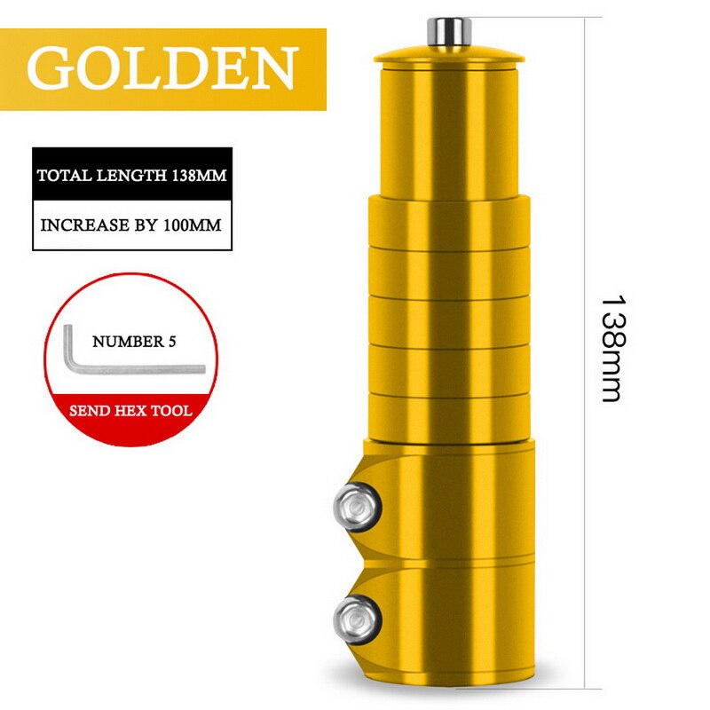 Mountain Bike Bicycle Fork Stem Extender Handlebar Bike Neck Front Fork Lift Head Tube Extender Accessories Universal: yellow