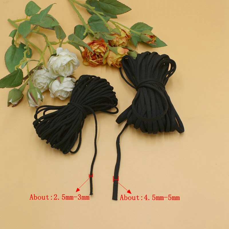 Banda elástica para mascarilla, banda de goma para colgar en la oreja, accesorios DIY, 3/5mm, 5/10/30m/paquete