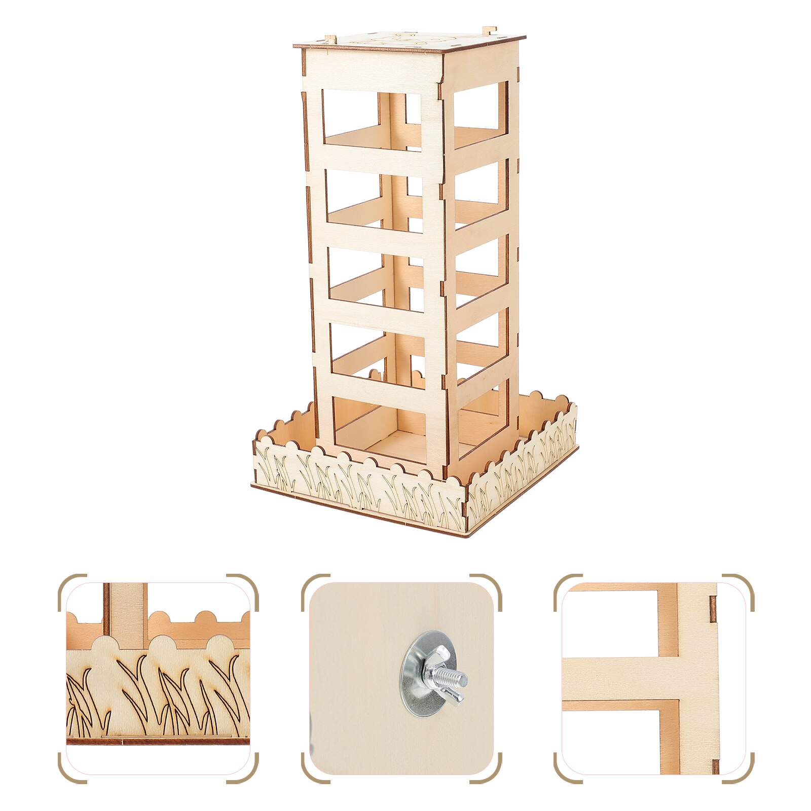 1pc Small Animal Feeder Cage Feeding Tool Rabbit Wooden Hay Food Feeder: Default Title
