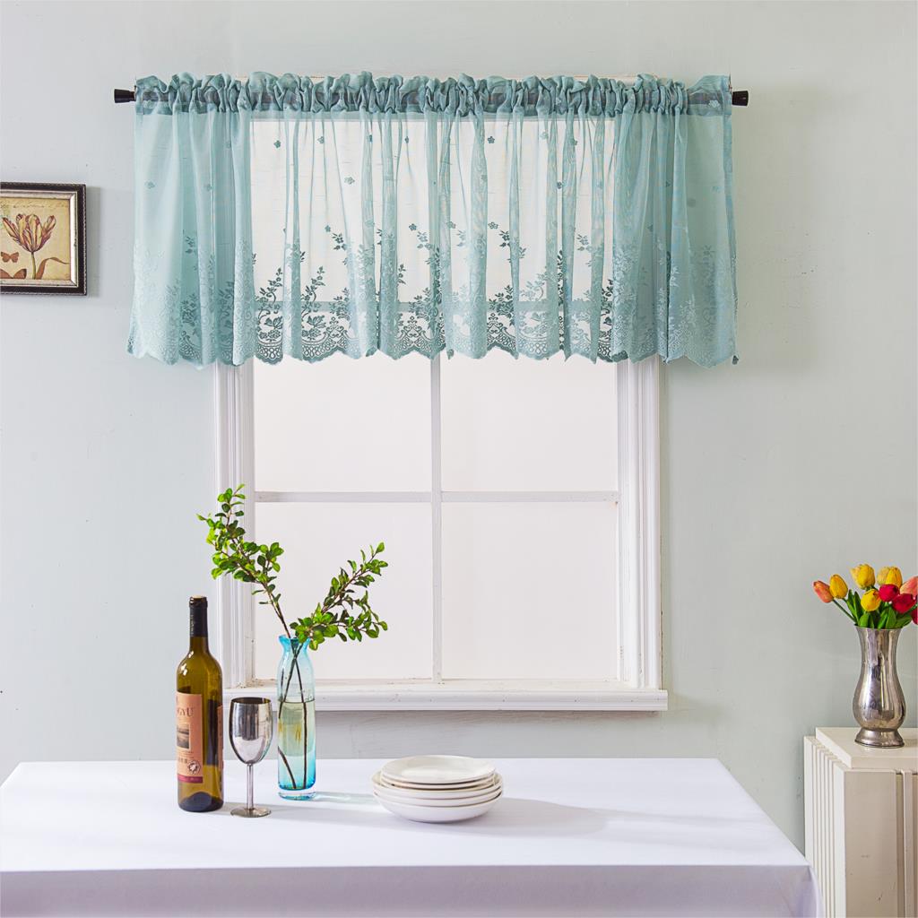 Moderne dentelle Jacquard fenêtre rideau cantonnière dentelle ourlet café court rideau pour armoires de cuisine porte chambre décor à la maison