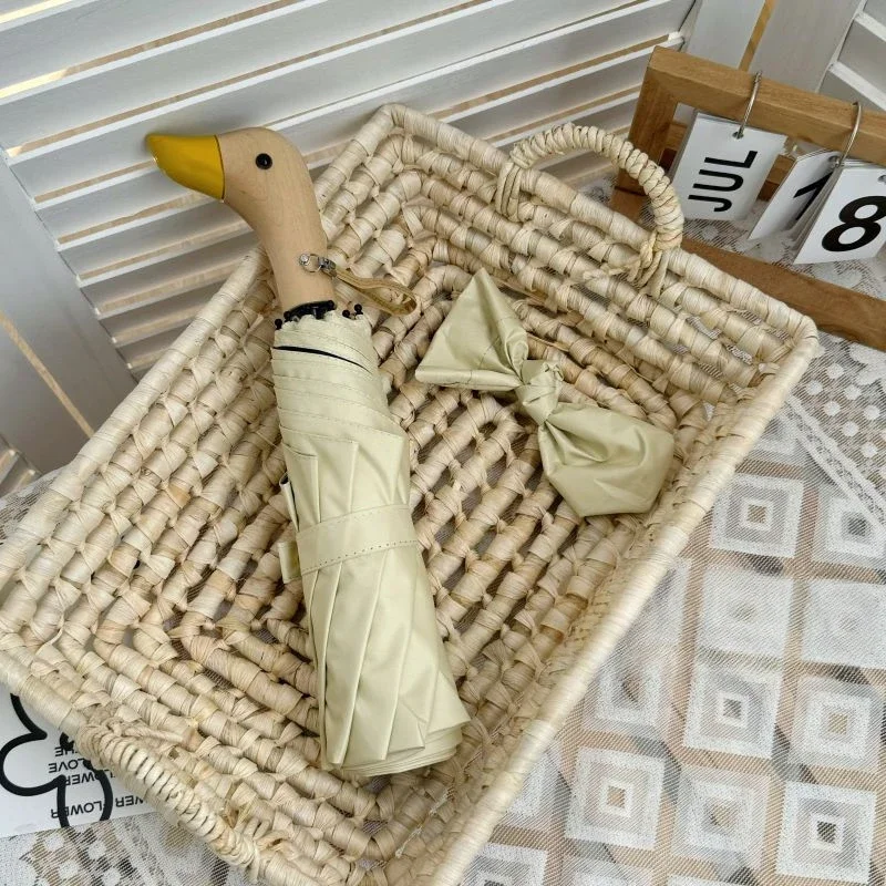 50+ UV Protection Sun & Rain Umbrella – Compact Folding Duck Head with Advanced Sunscreen Technology: Red