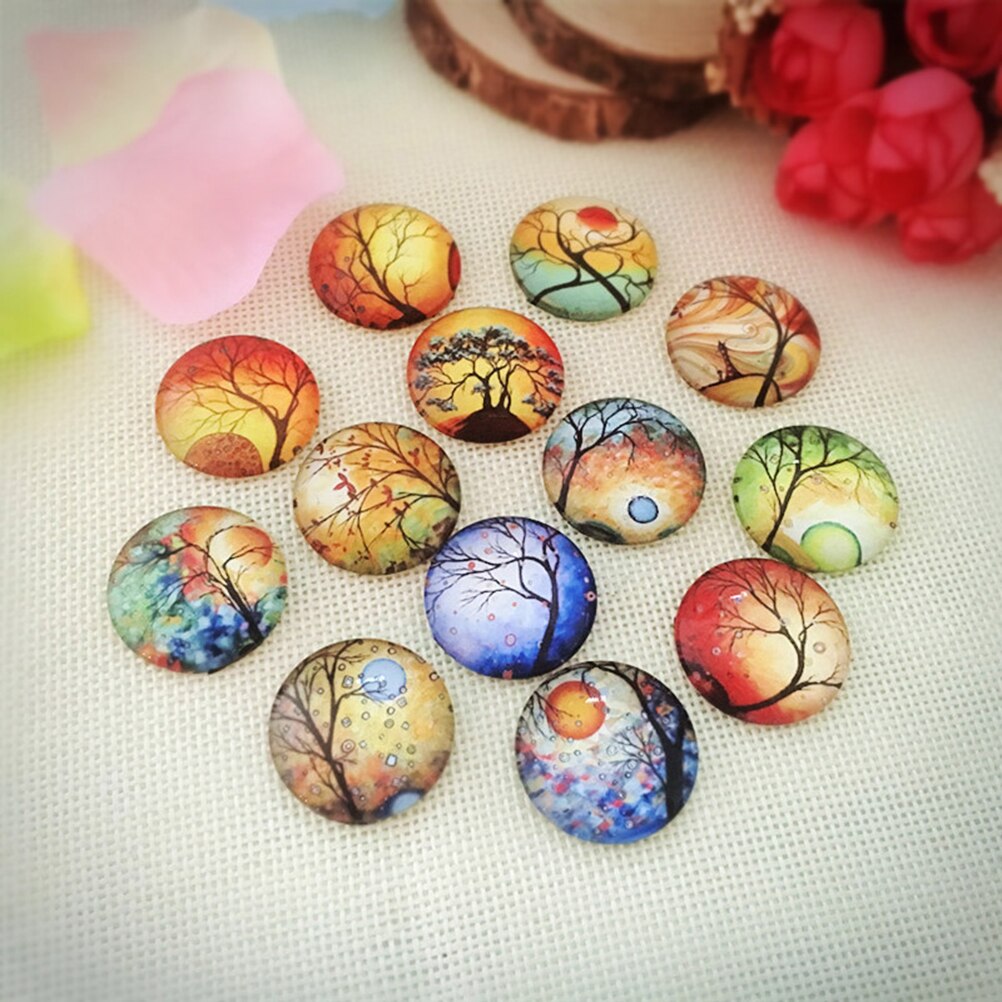 10pcs 12mm Mixed Round Mosaic Tiles for Crafts Glass Mosaic Supplies for Jewelry Making