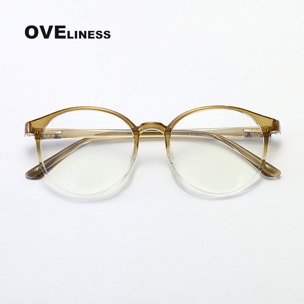 Round anti blue light glasses man women transparent gaming computer eyeglasses frame bluelight blocking glasses Eyewear: olive green