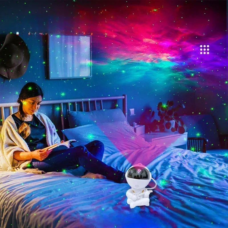 Proyector de estrellas de galaxia, cielo estrellado, brillo nocturno, luz de proyección de astronauta, decoración del hogar, dormitorio, de Navidad para niños