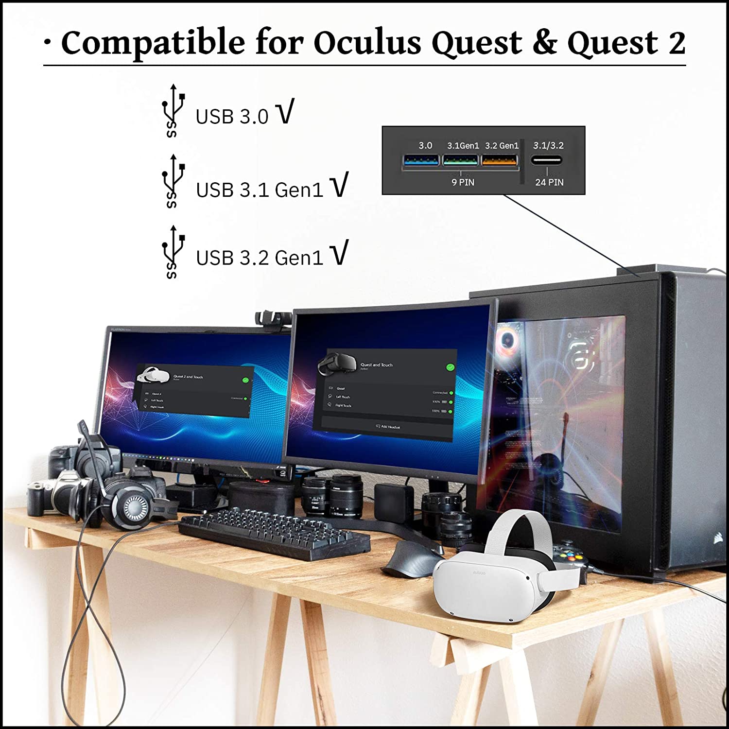 For Oculus Quest 2 Link Cable 5M/6M USB 3.0 Quick Charge Cables for Quest2 VR Data Transfer Fast Charges VR Headset Accessories