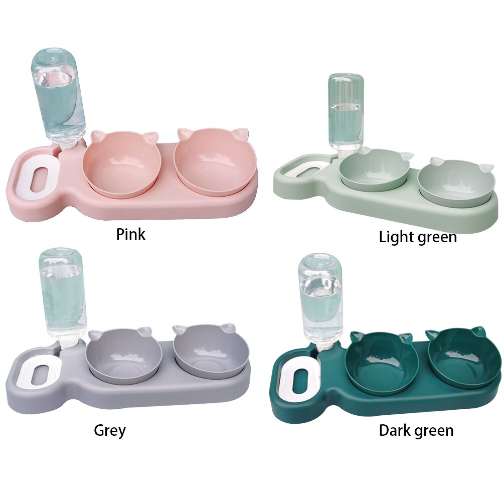 Automatic Pet Water Dispenser Double Bowl Cat Water Storage Food Container Basin Anti-overturning Waterer Feeder Pets Dish Bowl