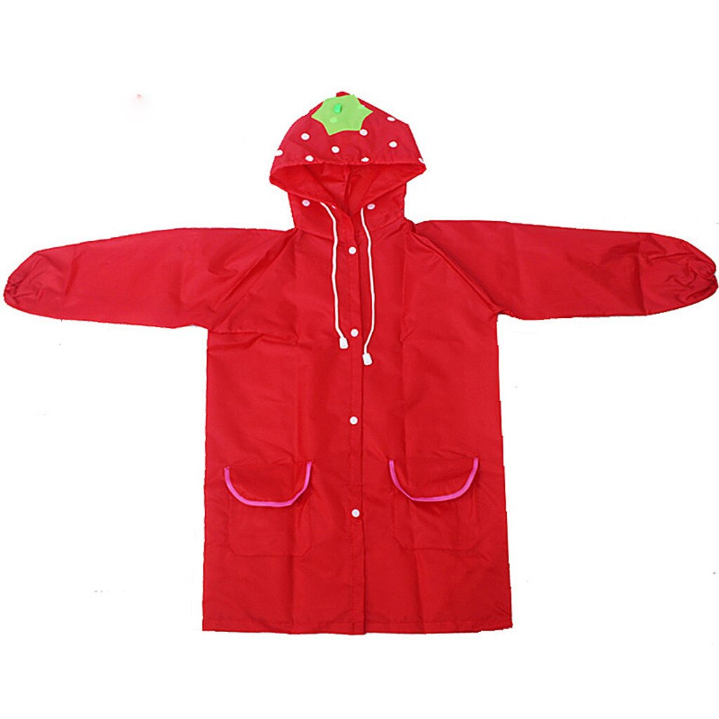 Peuter Leuke Regen Jas Meisjes Jongens Cartoon kinderen Regenjas Waterdichte Hooded Lange Regenkleding: Red