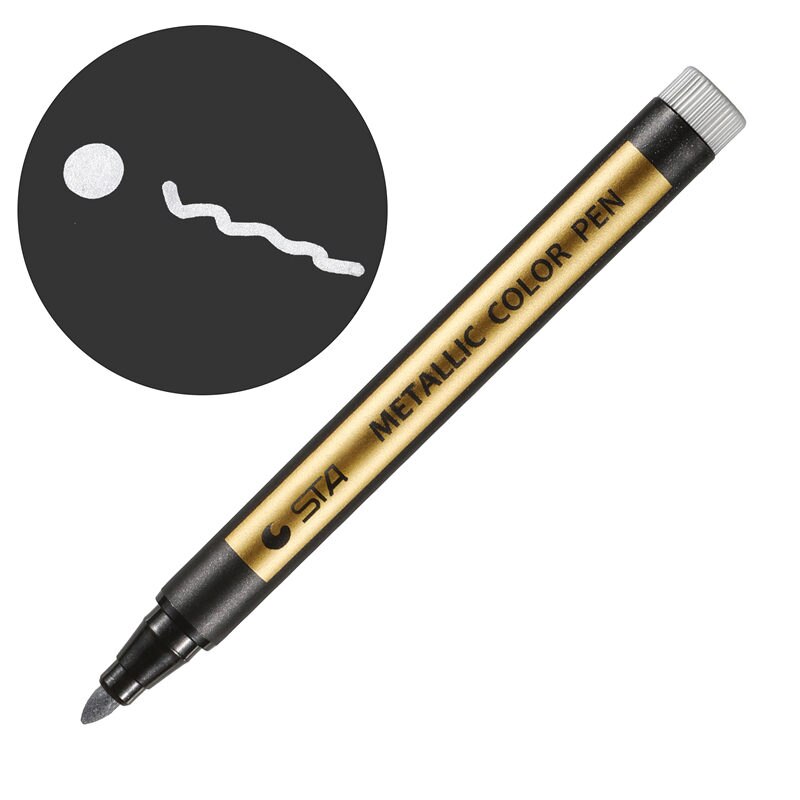 10 farver metalliske tuschpenne penselpenne til klippemaling medium spids keramisk glas skolekunstartikler tuscher 04311: 8