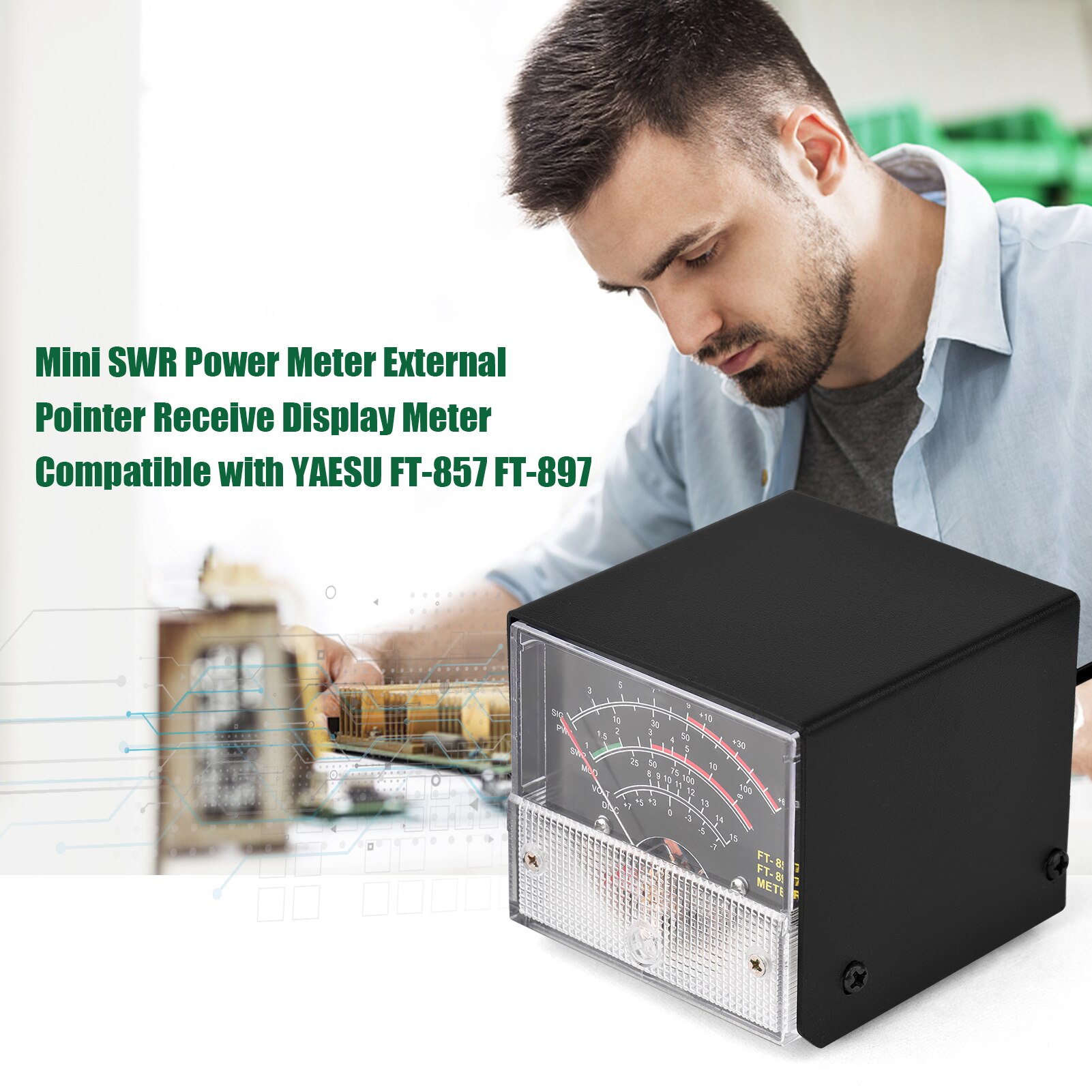 Mini SWR Power Meter Digital External Meter Pointer Wattmeter Receive Display Meter Compatible with YAESU FT-857 FT-897