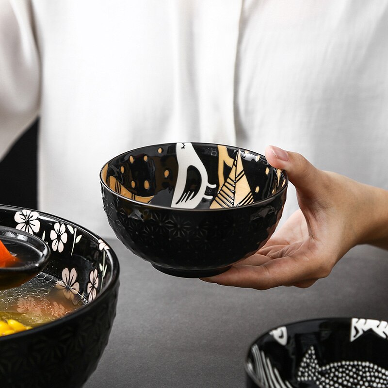 FANCITY Ceramic bowls, rice bowls, simple breakfast bowls, home combined meals