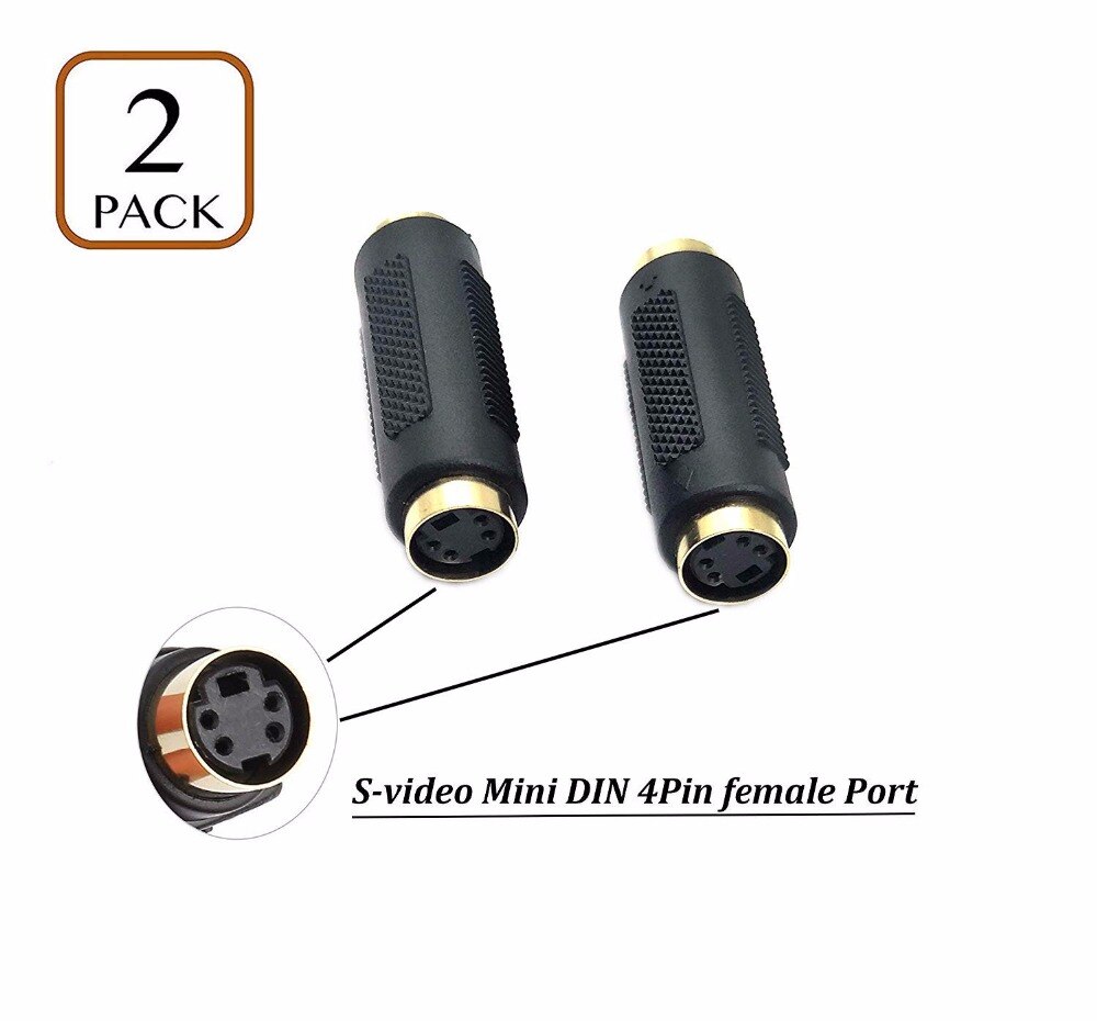 (2 Pack) S-Video Adapter Vrouw tot Vrouw Koppeling/Gender Changer, mini Din 4 PIN Female naar Vrouwelijke S-Video Coupler Extender Adapte