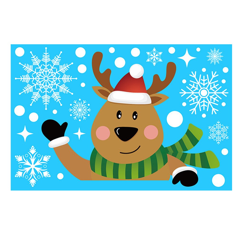 Christmas Print Wall Stickers Double-sided Static Window Glass Stickers Kerst Decoratie Christmas Decorations For Window Wall