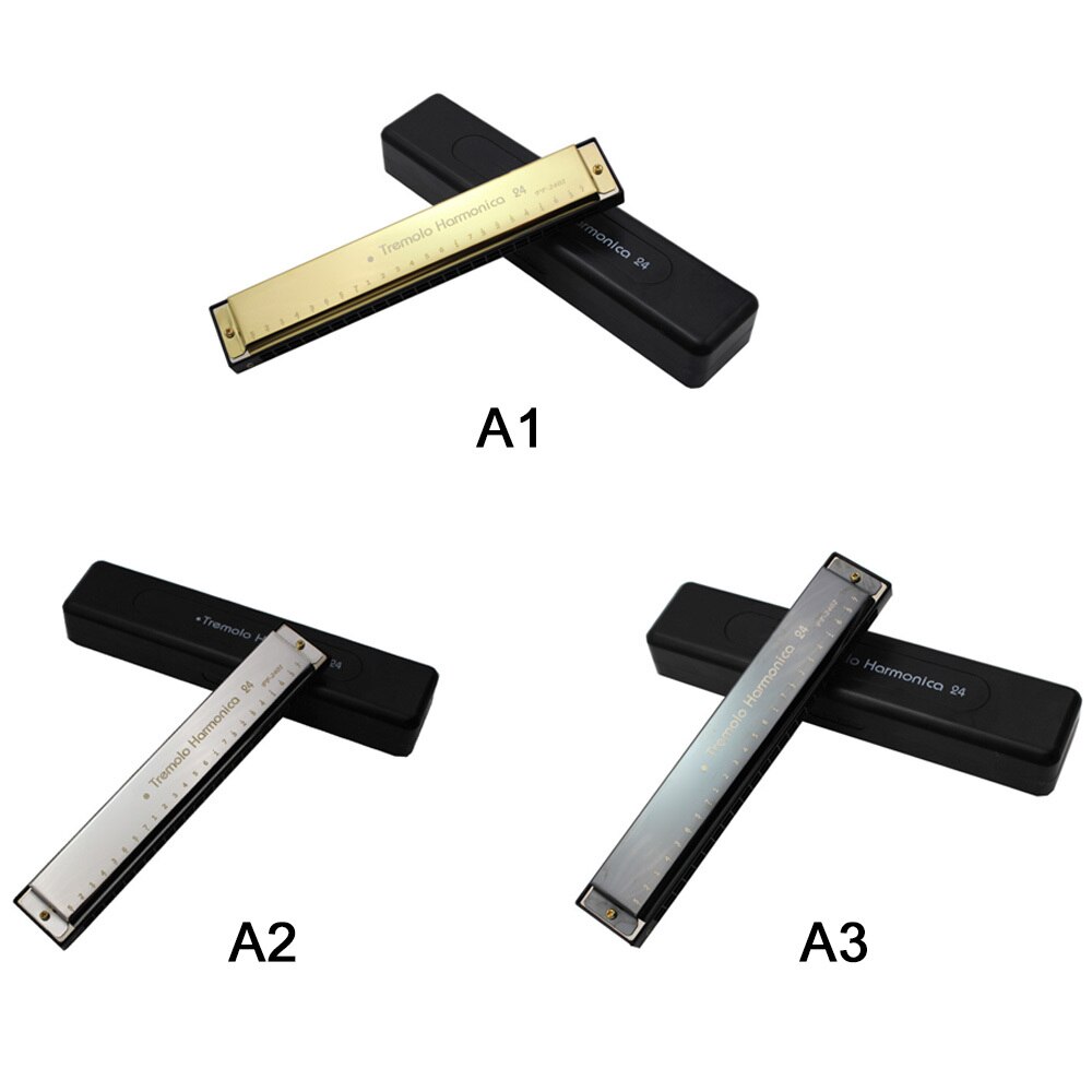 24 Hole Tremolo Harmonica C Key Polyphony Octave-tuned Mouth Organ