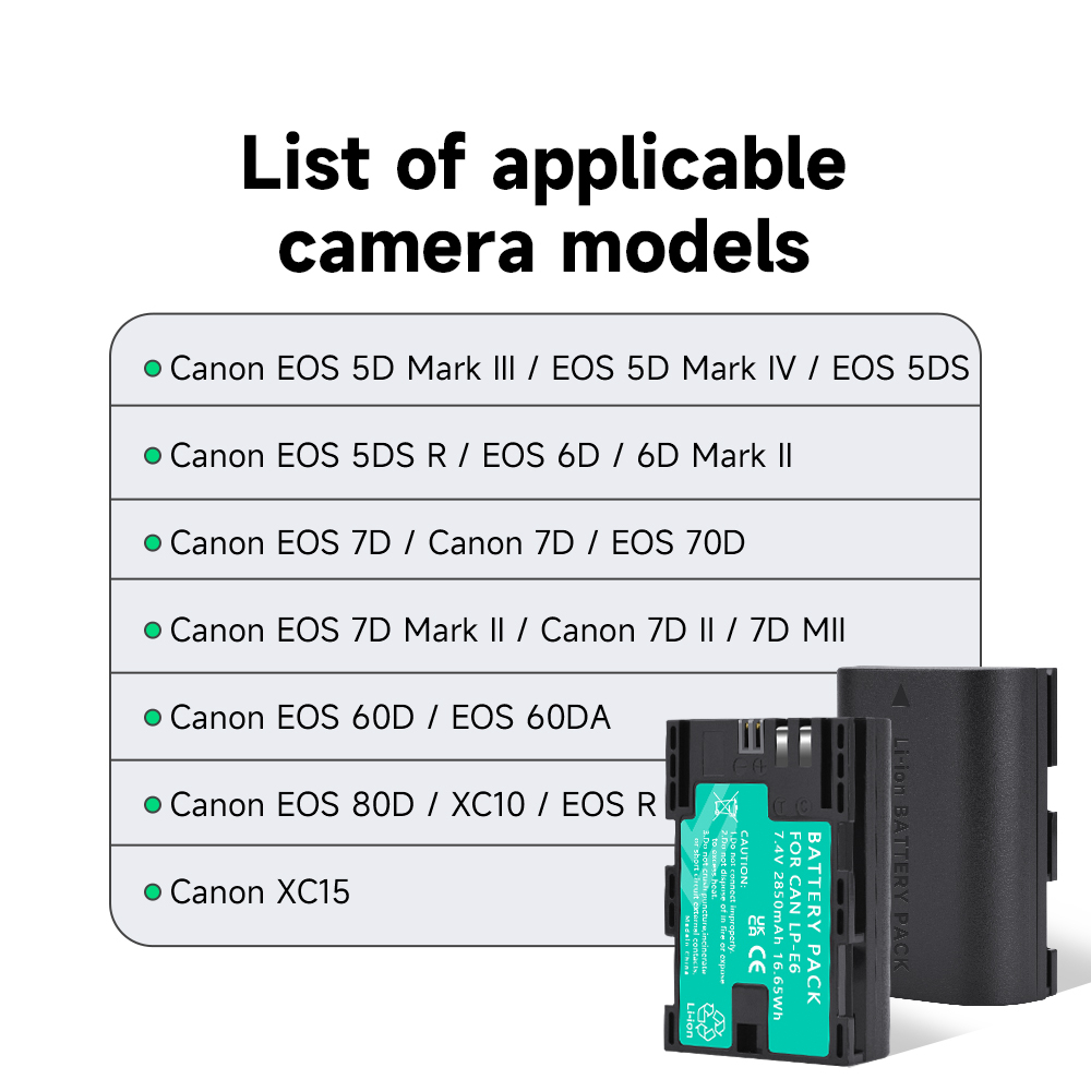 2850mAh LP-E6 LP E6 LPE6 E6N Bateria + caixa de armazenamento Carregador Para Canon EOS 5DS R 5D Mark II III 5D 6D 7D 70D 80D EOS 60D Câmeras