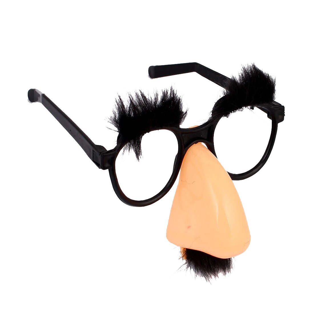Coral Clown Pink Nose and Black Mustache Round Glasses