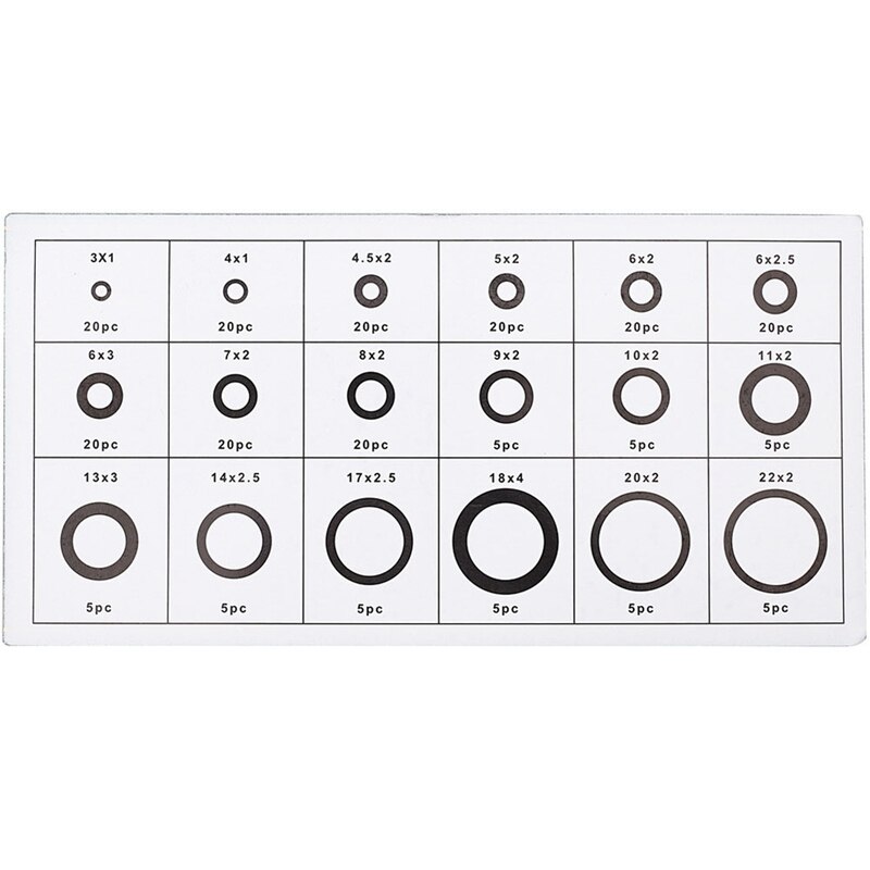 225pcs/box NBR Seal Ring Kit Thickness 1-3mm Nitrile Rubber NBR O-Ring Gasket Sealing Ring O Rings Rubber Kit Set