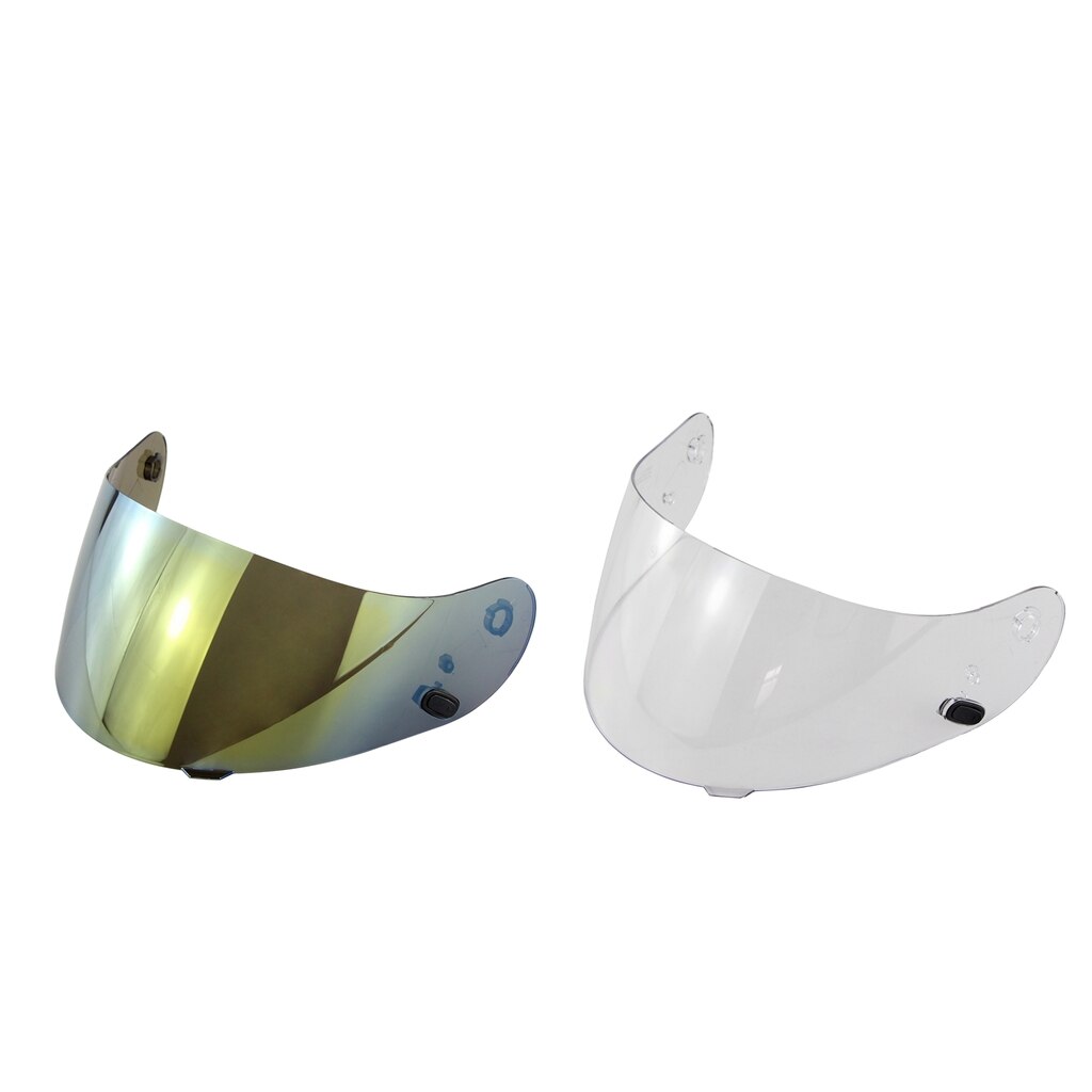 2pcs Motorcycle Helmet Visor Shield for HJC AC-12/CL-SP/CL-15/CL-16/FS-10/IS-16/CS-R1/CS-R2 Models (Clear+Gold)