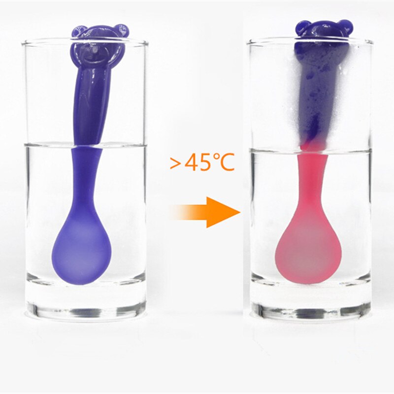 1pc di Sicurezza PP di Rilevamento della Temperatura Cucchiaio di Bambino Giocattolo Posate Kids15X3.5cm Da Tavola: 1pc purple