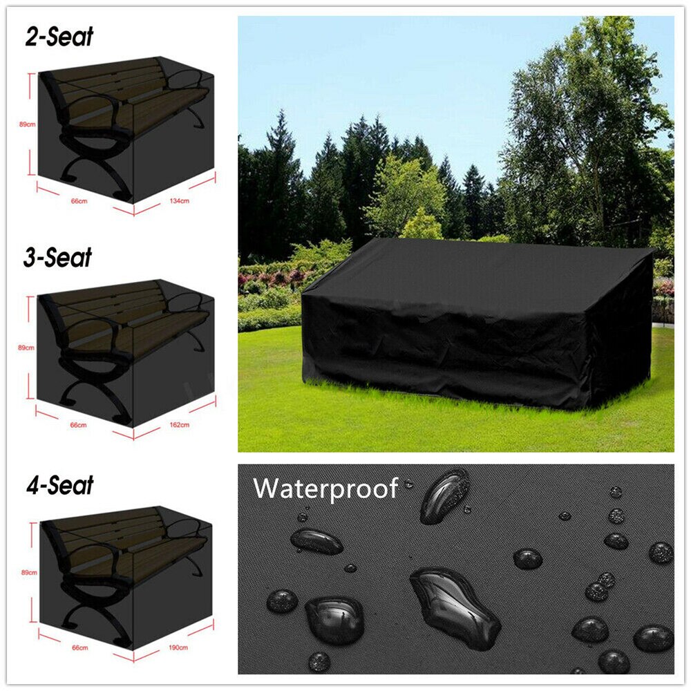 Multiple Specifications Available Garden Bench Dustproof Cover Waterproof Breathable Outdoor Bench Black Seat Cover