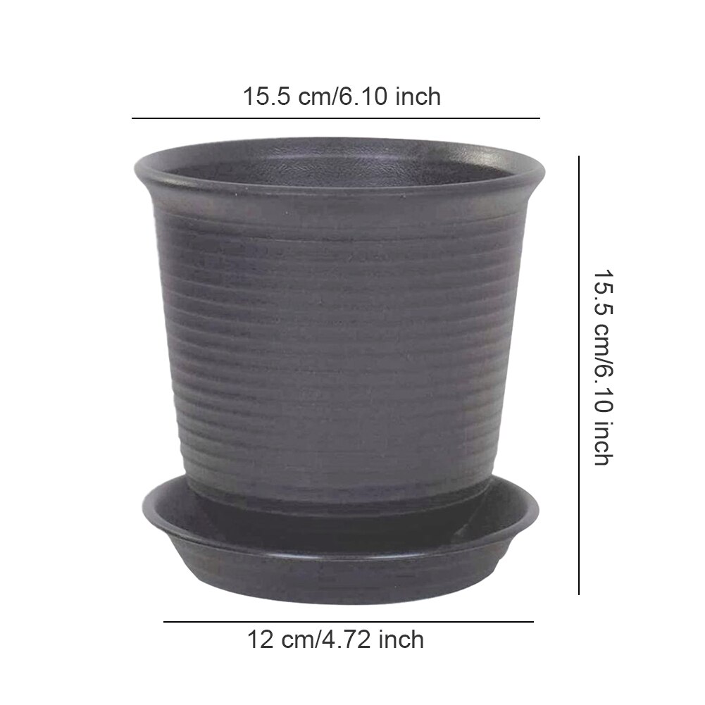 Plastic Flower Pots Thicken Resin Indoor Plant Pots with Drainage Holes Garden Barrel Planter Dark Brown 6PCS For Home Garden