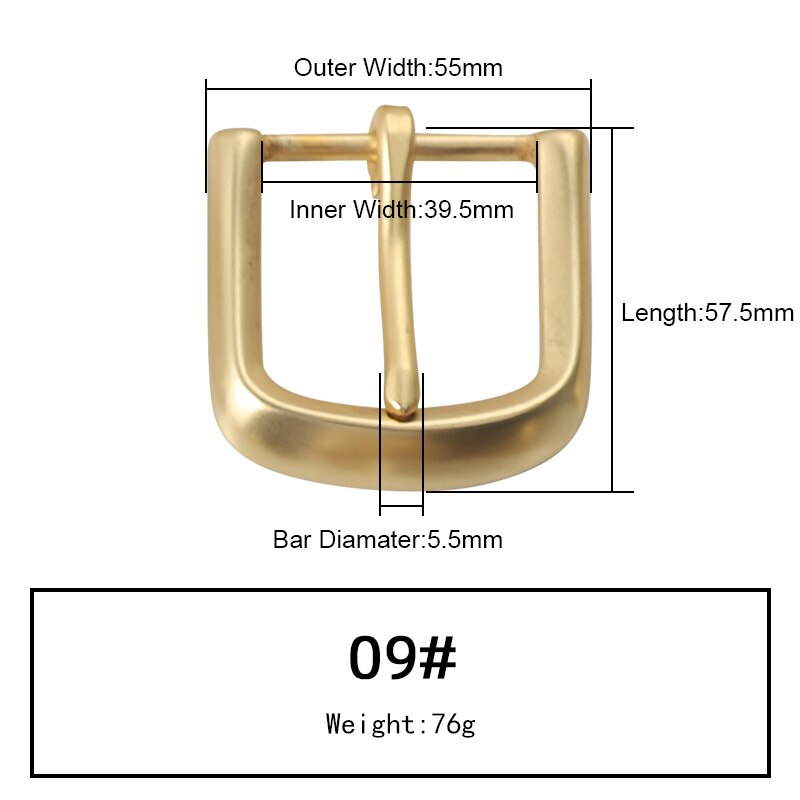 WUTA Solid Brass Belt Buckle Pure Copper Women Men&#39;s Pin Buckle Manual DIY Leather Craft Hardware-Various Size: 009