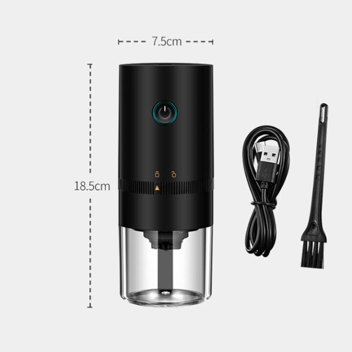 KATA Electric Coffee Grinder Automatic Beans Mill Portable Espresso Machine Maker for Cafe Home Travel USB Rechargeable: black