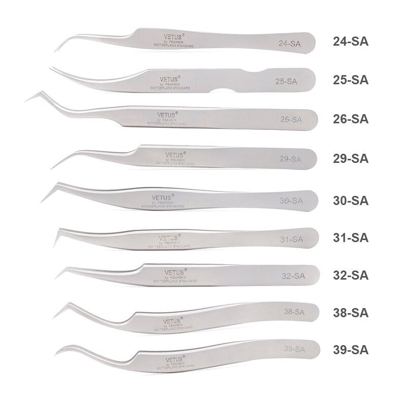 VETUS SA-Pinzas de pestañas de alta precisión, volumen 3D/6D, pinzas de extensión de pestañas, excelente cierre, pinzas de ventilador de la mejor
