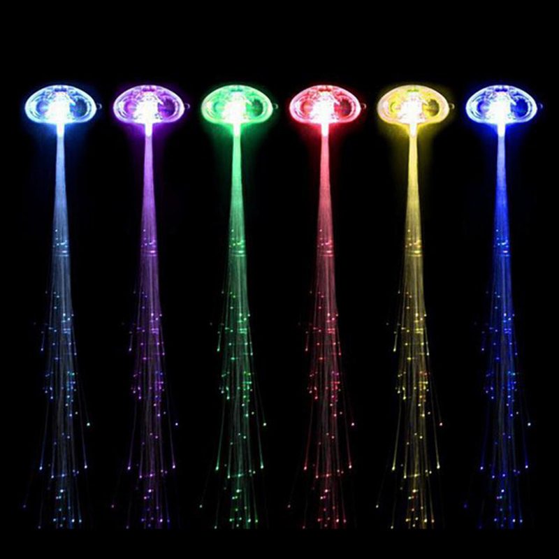 LED Fiber Optic Lights Up Hair Alternating Multicolor Flash Barrette Clip Braid Hair Clip Bar Dancing Hairpin for Party Supplies