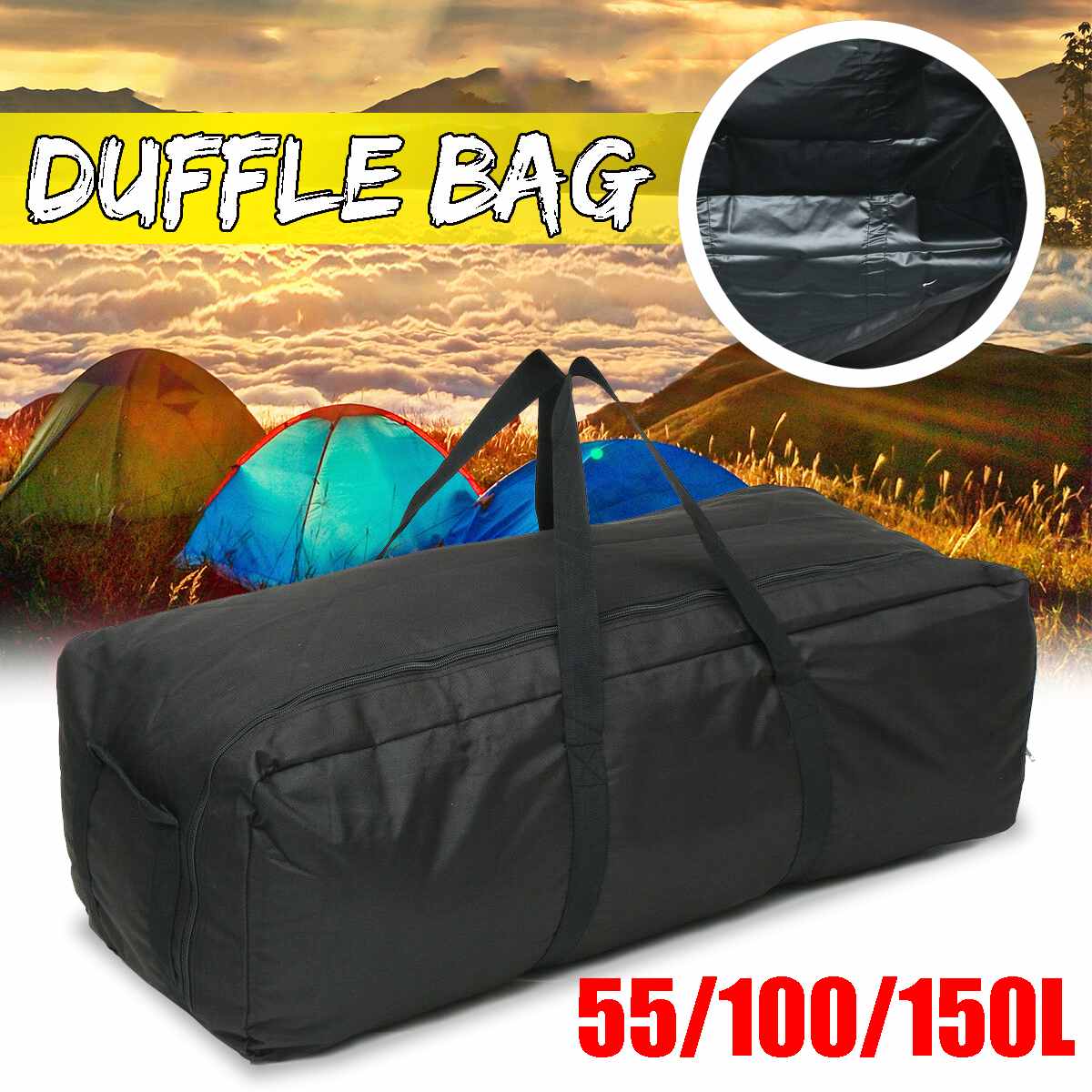 Sac De Sport/gym 55/100/150L - Homme/Femme - Noir Imperméable - Grande Capacité