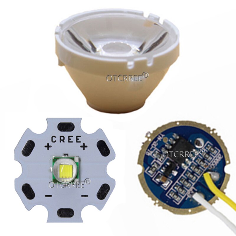 CREE XML XM-L T6 LED U2 10W Cold White 6500K/10000K High Power Led+3.7V 5 Modes 17mm led driver+T6 10 degree led lens DIY part