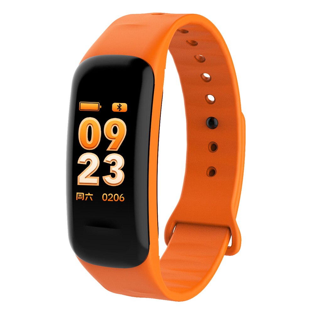 Color Screen C1S Smart Bracelet Waterproof Heart Rate Monitor Health Fitness Tracker Bluetooth Smart Watch for Sport PK MI Band4: Orange