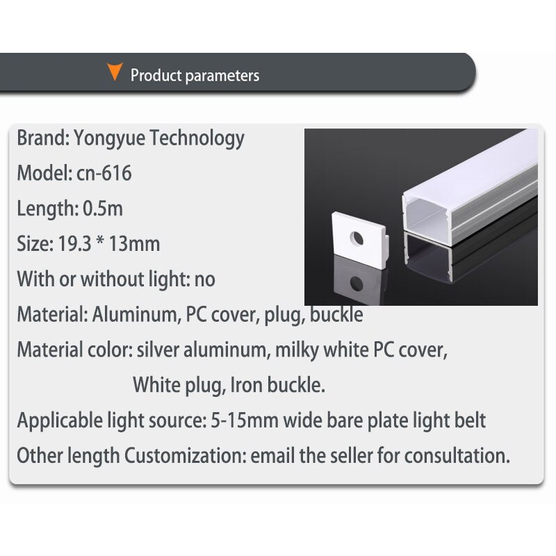 2 stk 0.5m lang led lysbånd aluminium slot hotel kontor spisestue disk kommerciel belysning lineær lys skal med pc cover