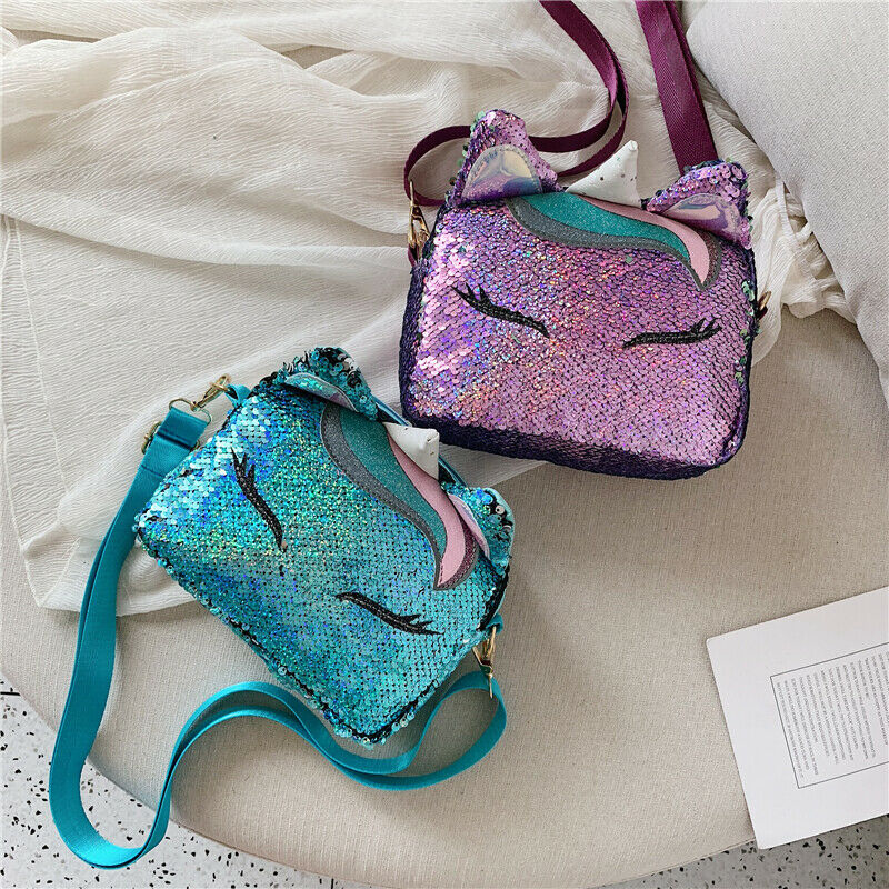 Brand Eenhoorn Handtassen voor Meisjes Reizen Vrouwen Cartoon Printing Schoudertassen Pailletten lederen Luxe Crossbody tas