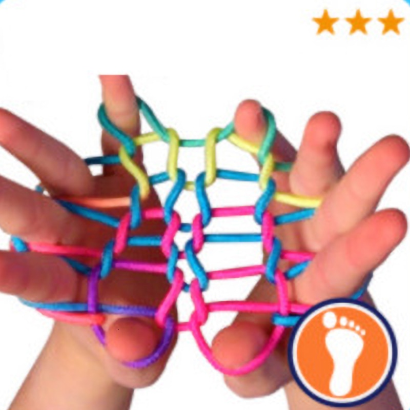 Le vieux jeu du doigt amusant torsion chaîne arc-en-ciel couleur corde chaîne avec enfants macramé cordon Ztringz arc-en-ciel