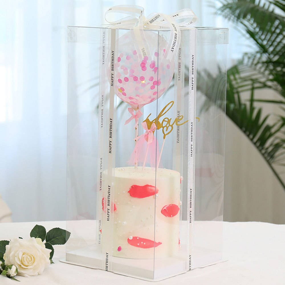 2Pcs 8inch Transparent Birthday Cake Box Cake Container Box Dessert Storage Box (Transparent)