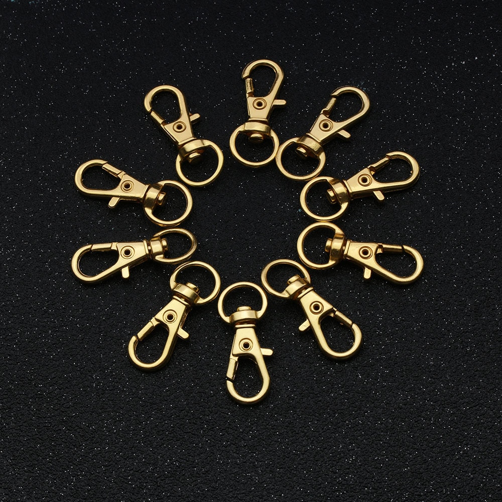 10Pcs Goud Zilver 32mm Karabijn Clips Key Hook Sleutelhanger Split Key Ring Bevindingen Sluitingen Voor DIY Sleutelhangers handtassen Meubi