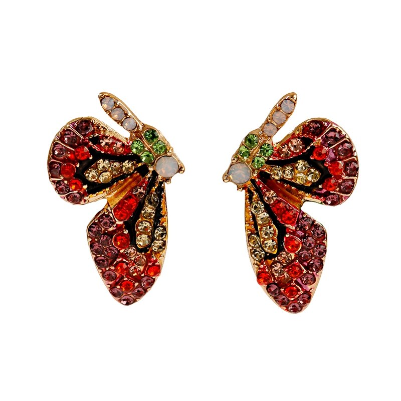 Red Yellow Butterfly Stud Earring Women Corful CZ Earrings Statement Jewelry Party Christmas: Style 1