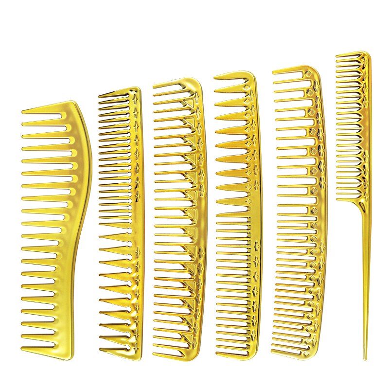 Brosse à cheveux double peigne plaqué or, outil de coiffure pour salon de coiffure, brosse à cheveux emmêlée, peigne à tête d&#39;huile pour barbe, coupe de cheveux, brosse à teinture
