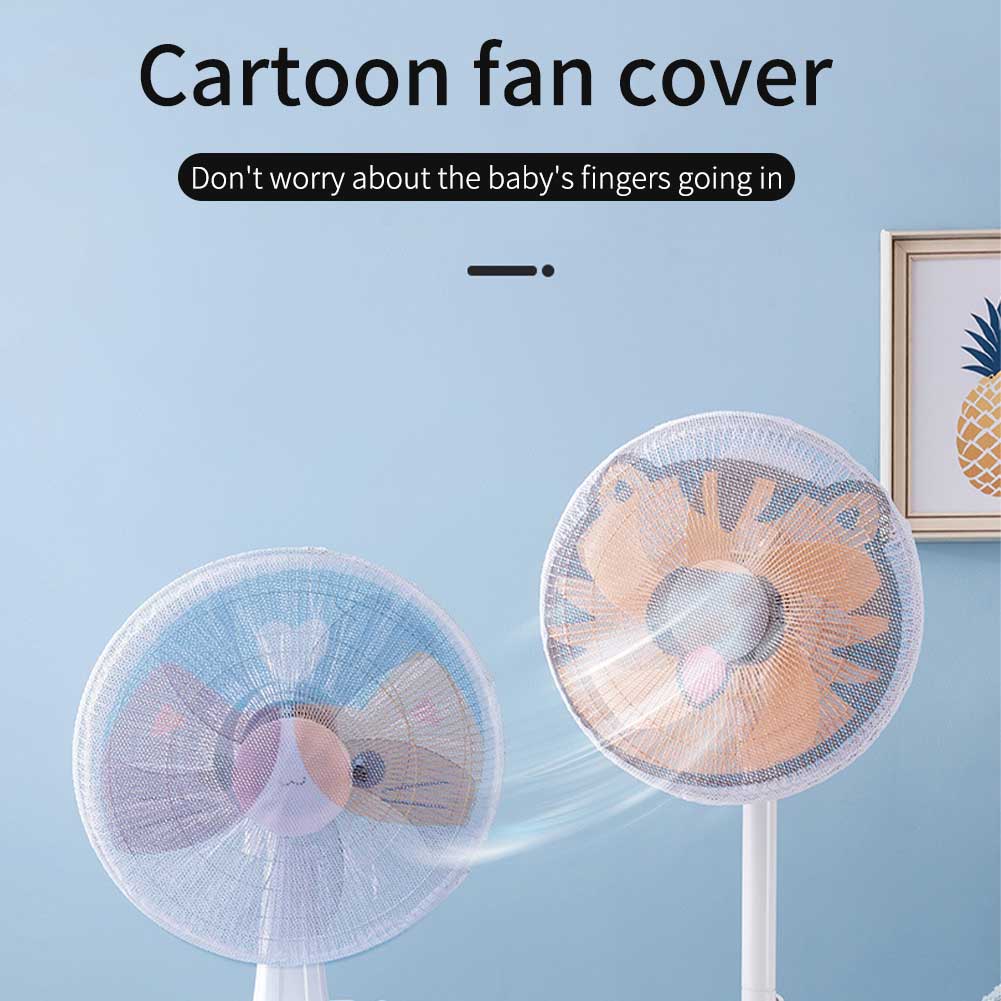 Protección para niños seguridad Anti-pellizco mano oficina con cordón protector lavable redondo dibujos animados accesorios ventilador eléctrico cubierta red