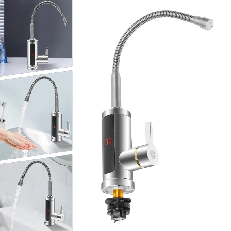 3000W Instant Water Heater Tankless Heaters Kitchen Electric Water Tap Bathroom Heating Stainless Steel Faucet