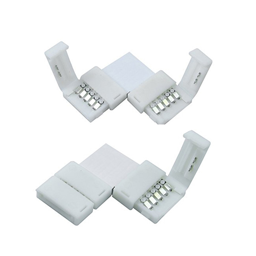 12MM Wide 5 Pins L Shape RGBW Solderless Connector 90 Degree LED Strip Connectors For SMD 5050 2835 RGBW RGBWW LED Strip Light