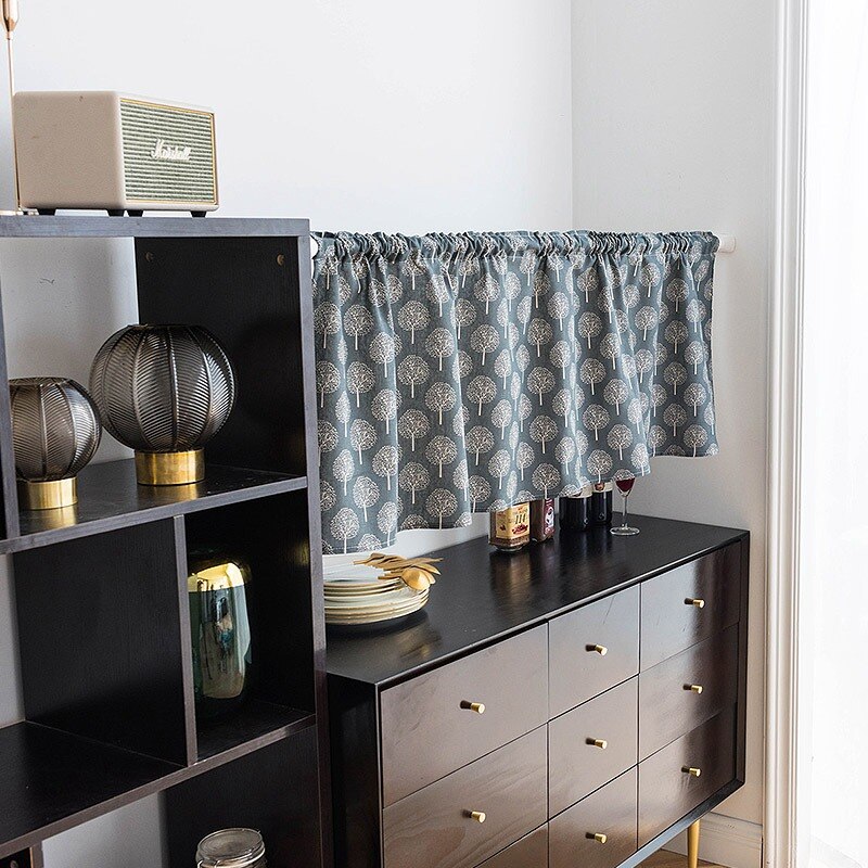 Rideau de cuisine, Court Rideau,Imprimé Rideau pour Armoire,Floral Demi-Rideau ,Drapés pour Fenêtre,Café Décoration du Salon