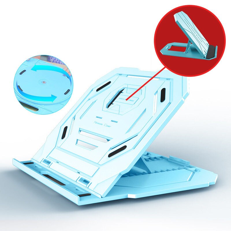 Verstelbare Folding Laptop Stand Houder Voor Macbook Lenovo Asus Dell Hp Lapdesk 360 Roterende Notebook Tablet Cooling Pad Beugel: Blue