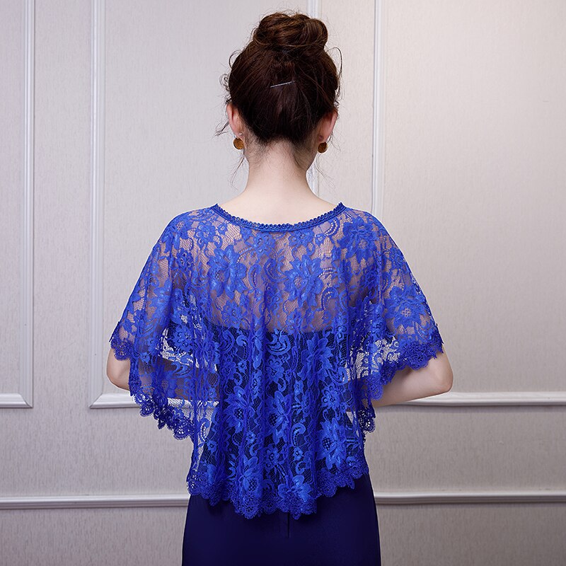 Veste de mariée élégante en dentelle bleu Royal, boléro, devant, court, Long derrière, élégante